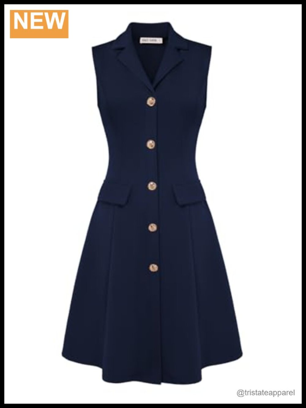 Sleeveless Button Down Work Dress Knee-Length A-Line Professional Office